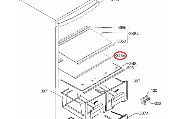 Üvegpolc (középső) 490x314mm ZANUSSI ENA34415X Hűtőgép alkatrész-2