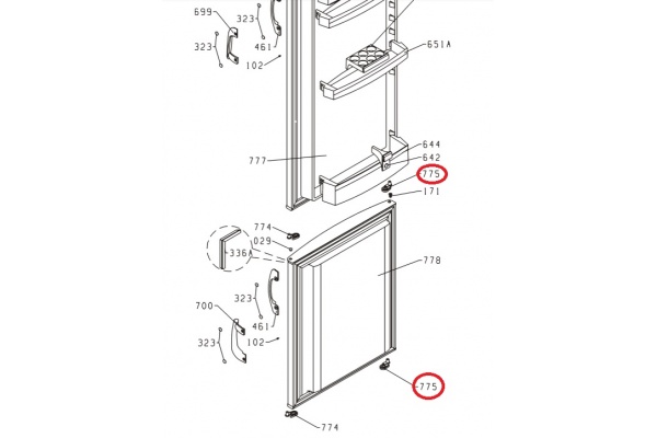 Ajtó zsanér horog GORENJE HZS2926 Hűtőgép alkatrész-2