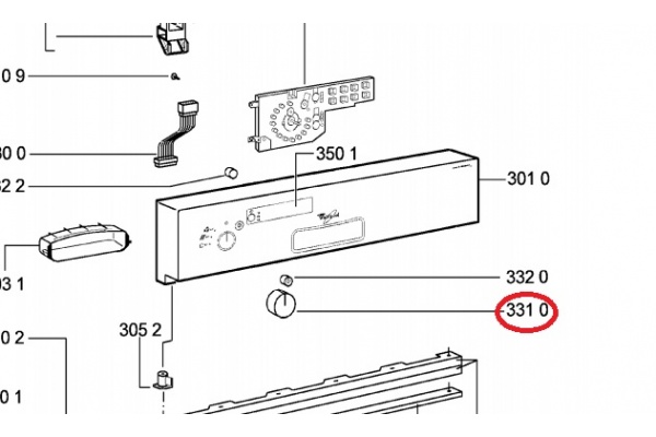 Gomb (programválasztó) Whirlpool ADG6340IX Mosogatógép alkatrész-3