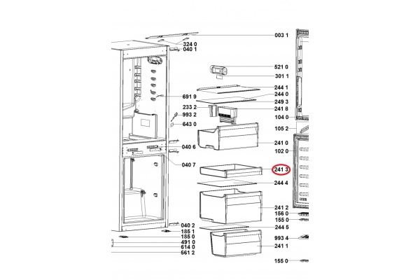 Fiók (felső, fagyasztó) (eredeti) Whirlpool, Ikea 40282291 Hűtőgép alkatrész-2