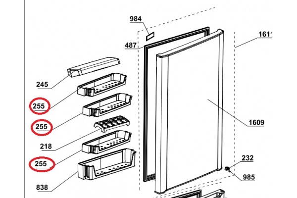 Italtartó (középső) BEKO K60360NE CN136240X Hűtőgép alkatrész-2