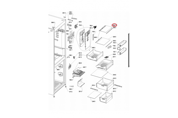 Üvegpolc, felső normáltér (eredeti) WHIRLPOOL BSNF8121OX Hűtőgép alkatrész-2