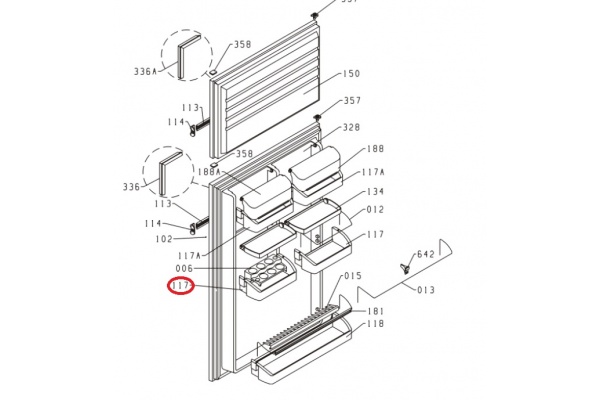 Ajtópolc 100x200mm GORENJE RFI4205W hűtőgép alkatrész-2