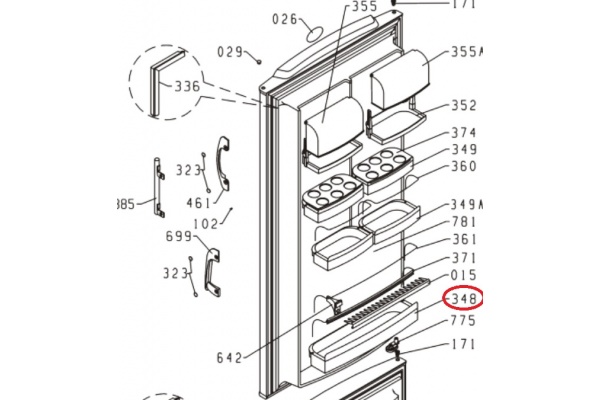 Italtartó 405X105X70mm GORENJE RK4256 Hűtőgép alkatrész-2