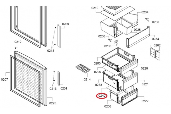 Üvegpolc (fagyasztótéri) Bosch KGE39DL4001 Hűtőgép alkatrész-2