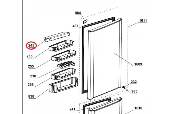 Vajtartó fedél BEKO CS234030X Hűtőgép alkatrész-2