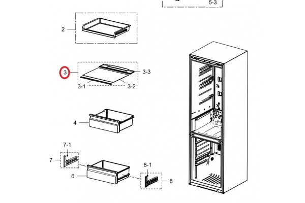 Polc (normáltér) Samsung RB33J3205SA Hűtőgép alkatrész-2