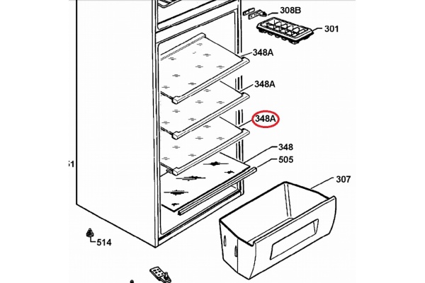 Üvegpolc 476x205mm (eredeti) ZANUSSI ZRT623W Hűtő alkatrész-2