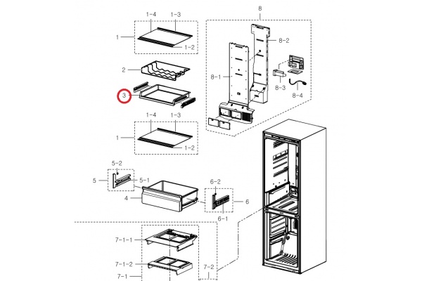 Polc (Easy Slide) Samsung RB29FSRNDSA Hűtő alkatrész-2