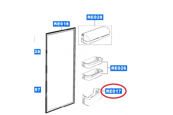 Fiók ajtóba SAMSUNG RL41WCPS1XEF Hűtőgép alkatrész-2