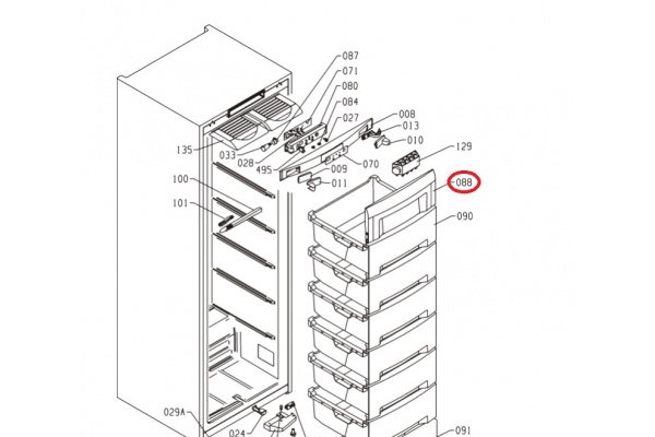 Előlap (eredeti) GORENJE F61300DW Fagyasztó alkatrész-2