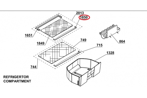 Szegély polc (első) Beko CSA29023, RDM6126 Hűtőgép alkatrész-2