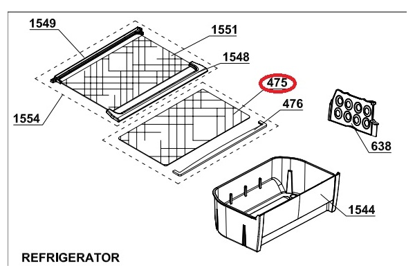 Polc (zöldségtartó feletti) Beko CS234022X Hűtőgép alkatrész-2