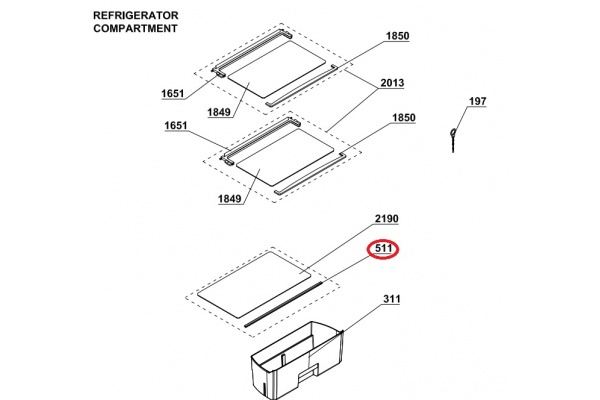 Szegély (zöldségtartó feletti üveg) Beko RDM6126 Hűtőgép alkatrész-2