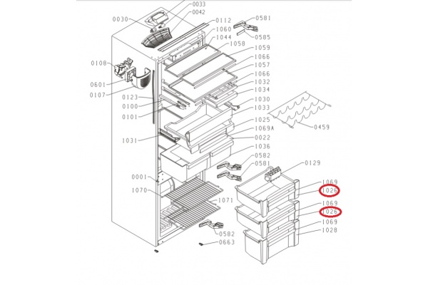 Fagyasztó fiók (középső/felső) (eredeti) GORENJE HZFI2828AFV hűtőgép alkatrész-2